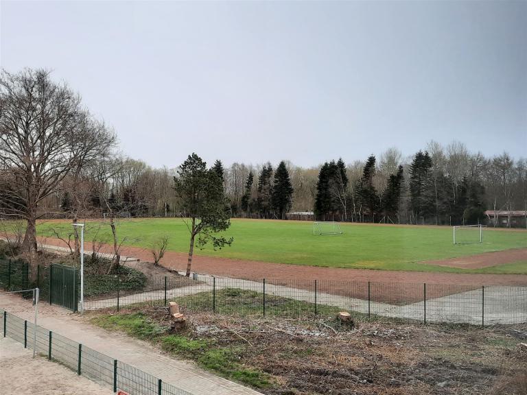 Ein Blick auf den Sportplatz nebenan